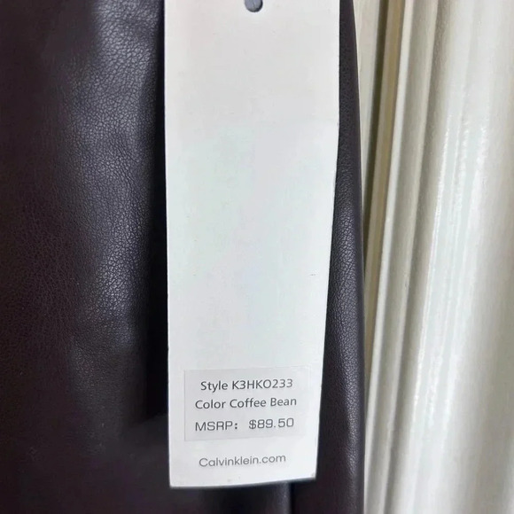 🤎”Calvin Klein” NWT Coffee Bean Faux Leather Pants Size 14 🤎 - Picture 5 of 14